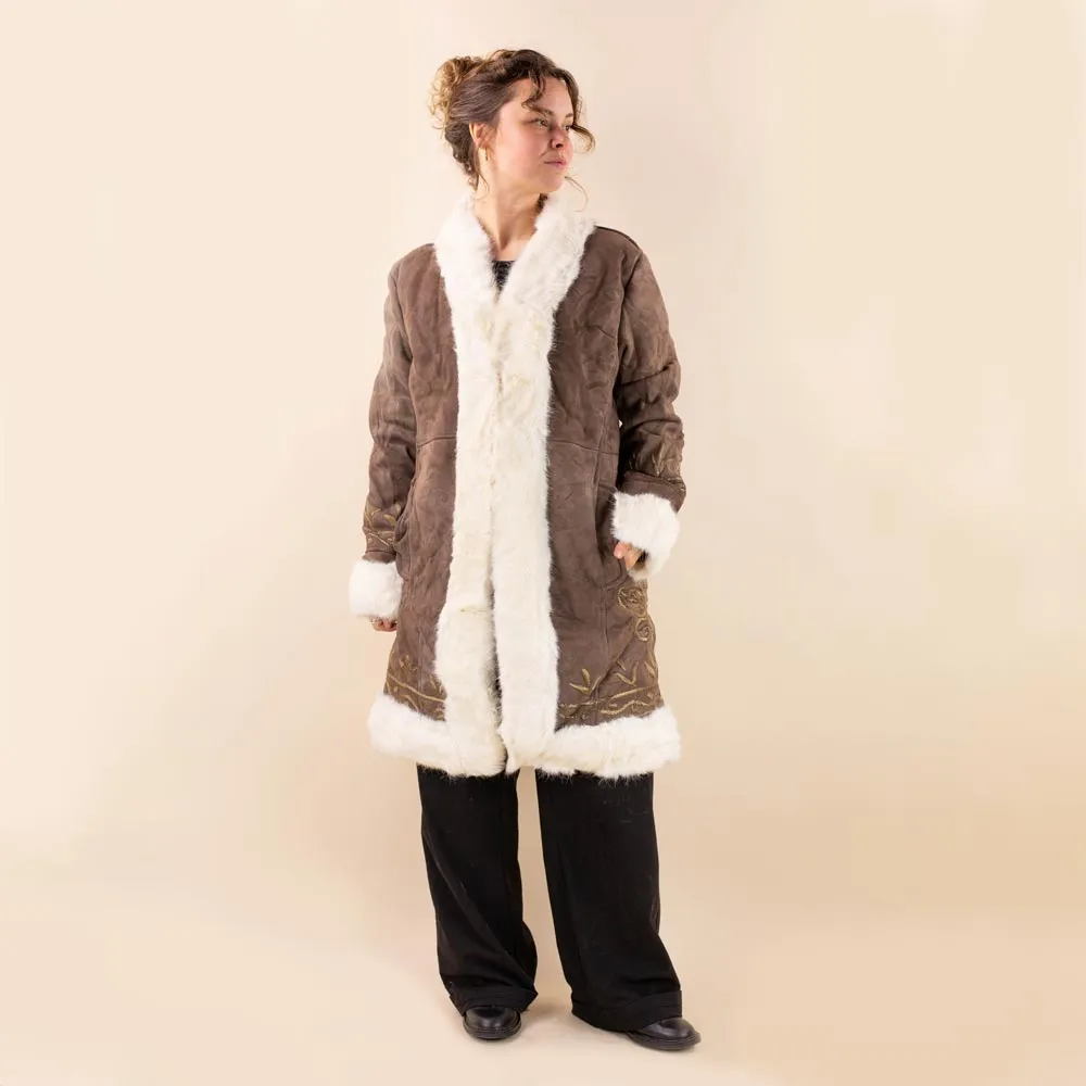 Afghan coat Hadi bruin embroidery