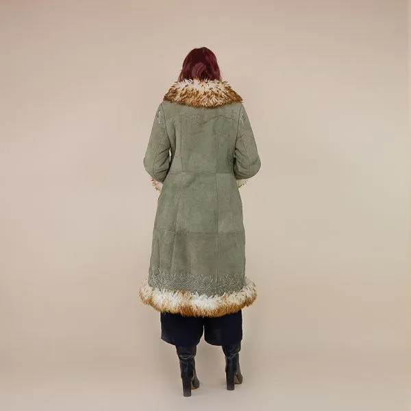 Afghan coat Zaria groen embroidery