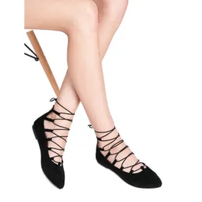 Beauty Girl'S Suède gebonden ballerina's zwart