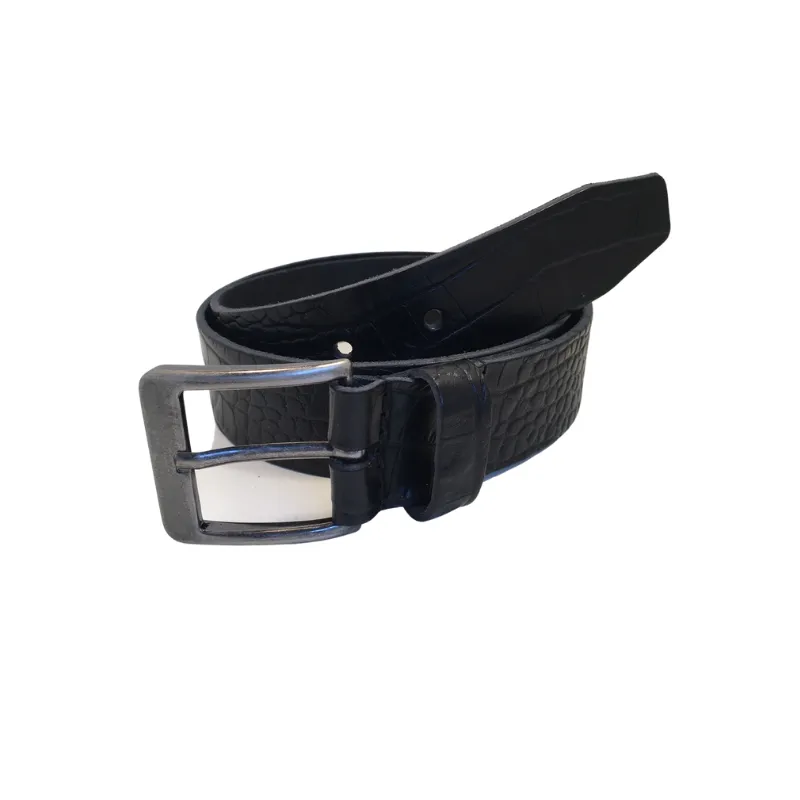 Broekriem  4 cm zwart croco motief