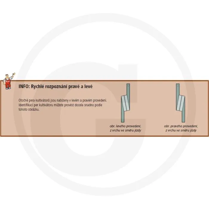 CULTIVATORTAND RECHTS, GEDRAAID  VIERKANT: 40MM