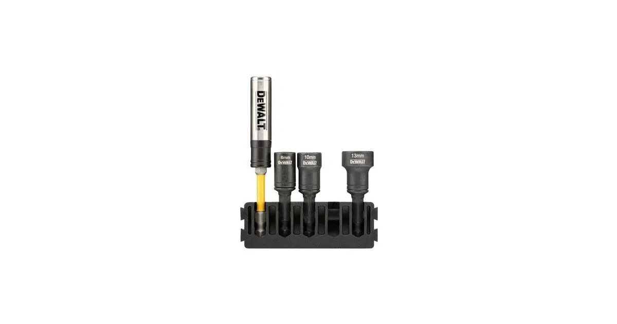 DeWALT Set (5 stuks) bithouders + reinigbare spankoppen 8, 10, 13 mm DT70827