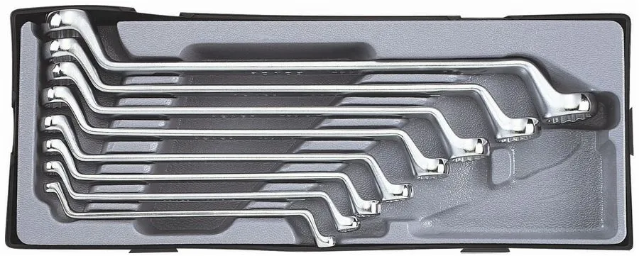 FORCE T5081 Dubbele ringsleutelset 8 delig – 75° gebogen