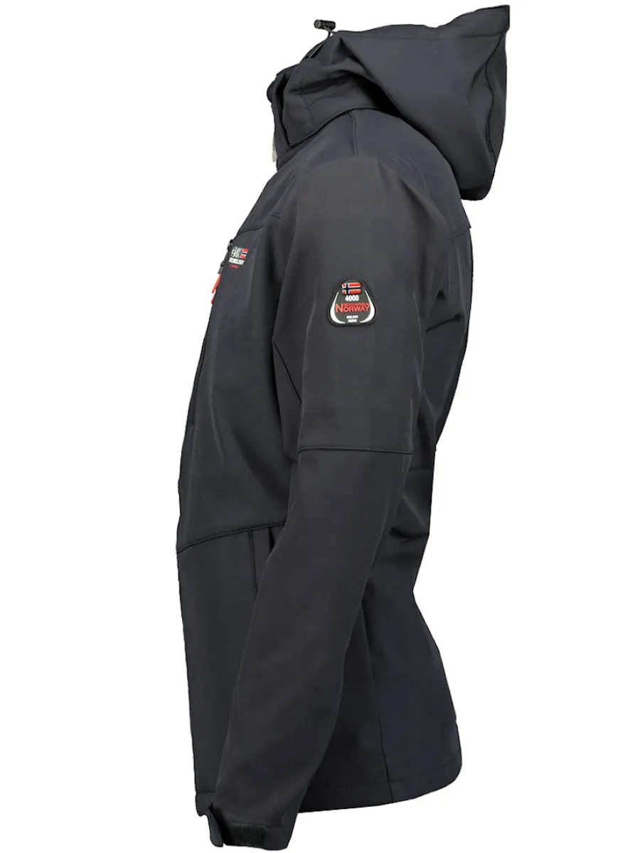 Geographical Norway Softshell Heren Jas Timmex Afneembare Capuchon Blauw