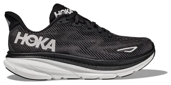 Hoka Clifton 9 Running Shoes Wide Black White