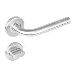 INTERSTEEL Deurkruk 1270 Recht op rond rozet staal met 7mm nok met WC 7mm RVS