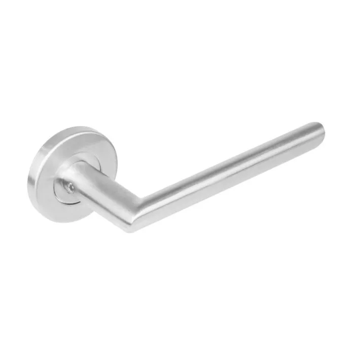 INTERSTEEL Deurkruk 1273 ovaal Hoek 90°op rond rozet staal met 7mm nok RVS