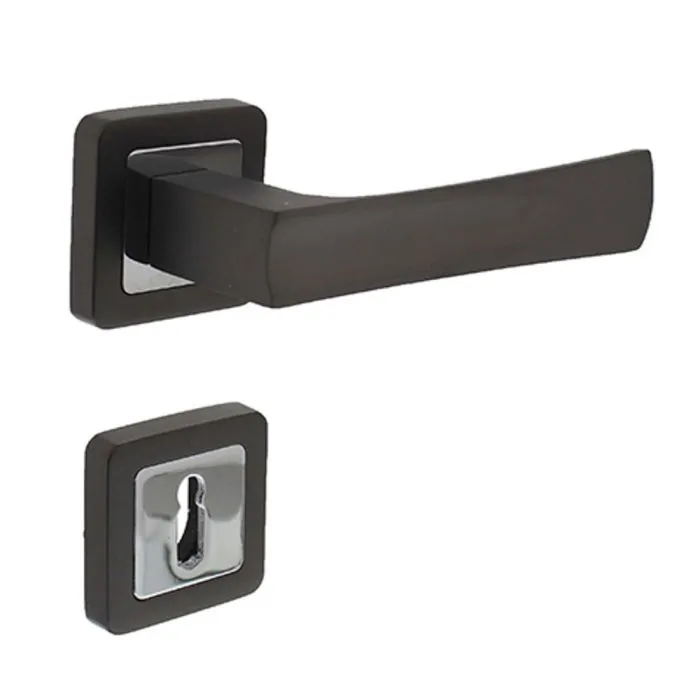 INTERSTEEL Deurkruk Candy op vierkant rozet antaciet/chroom + sleutelplaatjes K2=BB vastdraaibaar geveerd