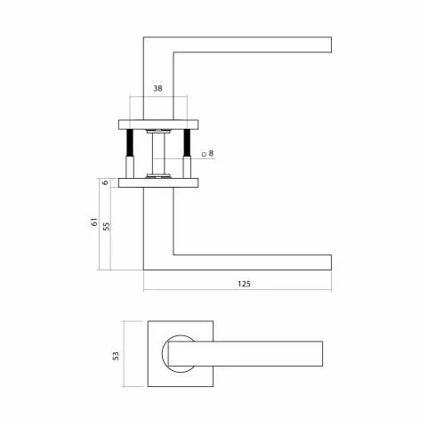 Intersteel Deurkruk Q 05 op rozet verdekt 53x53x6mm PVD brons