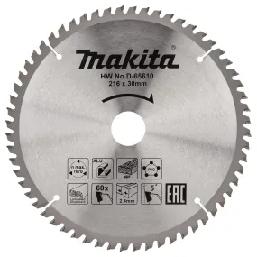 Makita Afkortzaagblad voor Multimaterial | Standaard | Ø 216mm Asgat 30mm 60T - D-65610