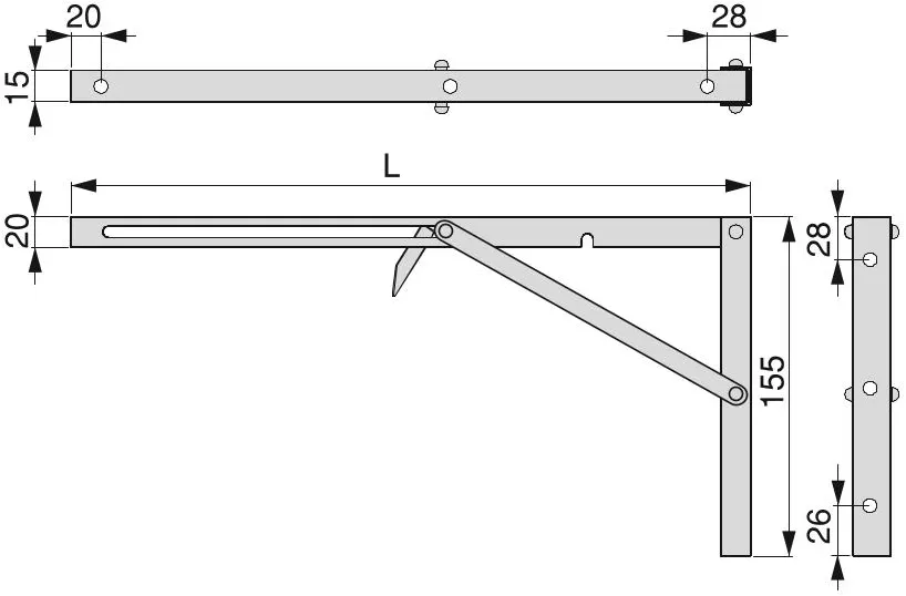 PLANKENDRAGER OPKLAP EMUCA CE staal wit gecoat*max.50kg per 2stuks