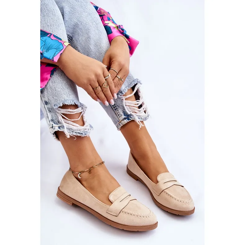 PS1 Comfortabele suède damesloafers beige Lucca