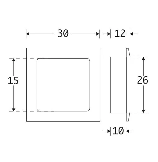 Schuifdeurkom vierkant 30mm glans chroom