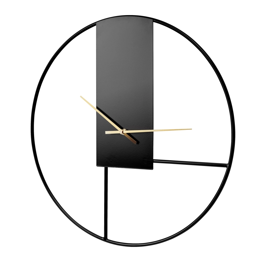 Wand klok diameter 50 cm 1xAA zwart/goud