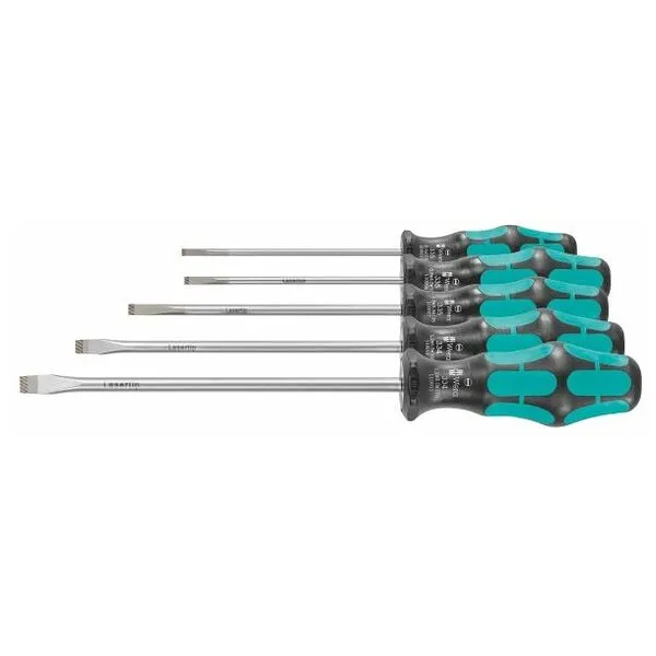 WERA SET GENORMALISEERDE SCHROEVENDRAAIERS VOOR SLEUF, MET KRAFTFORMHANDVAT, AANTAL SCHROEVENDRAAIERS: 5